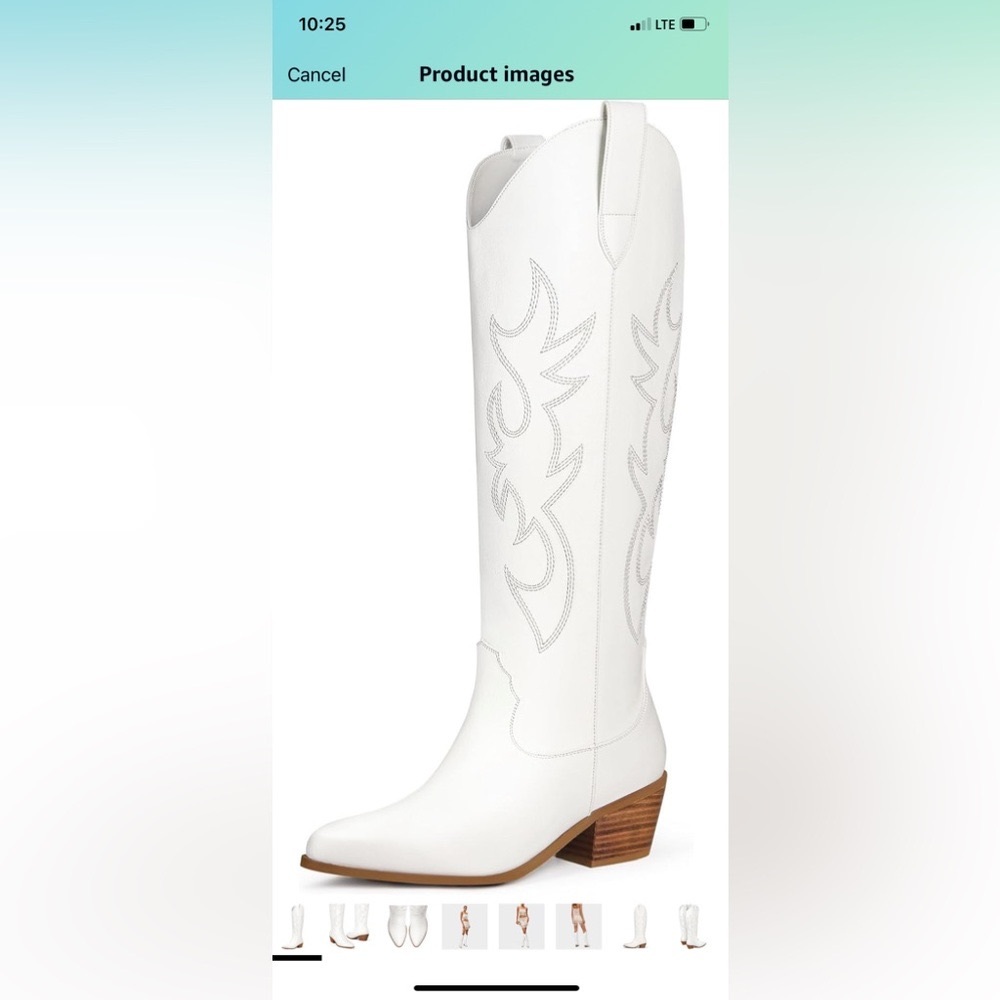 White knee high cowboy boots